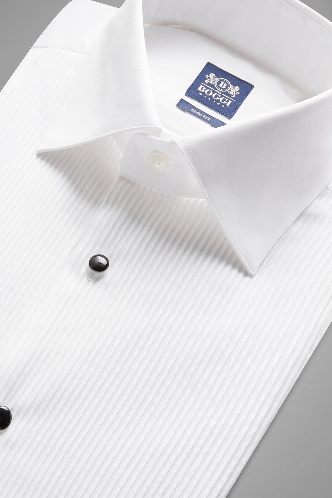 Men's Slim fit white cotton piqué shirt | Boggi Milano