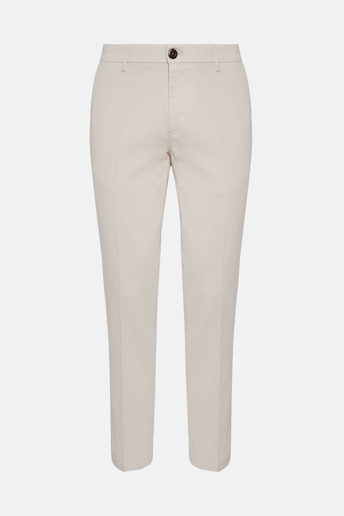 Pantalon En Coton Tencel Extensible, Crème, hi-res