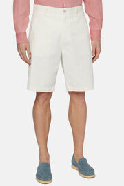 Cotton Linen Bermuda Shorts, White, hi-res