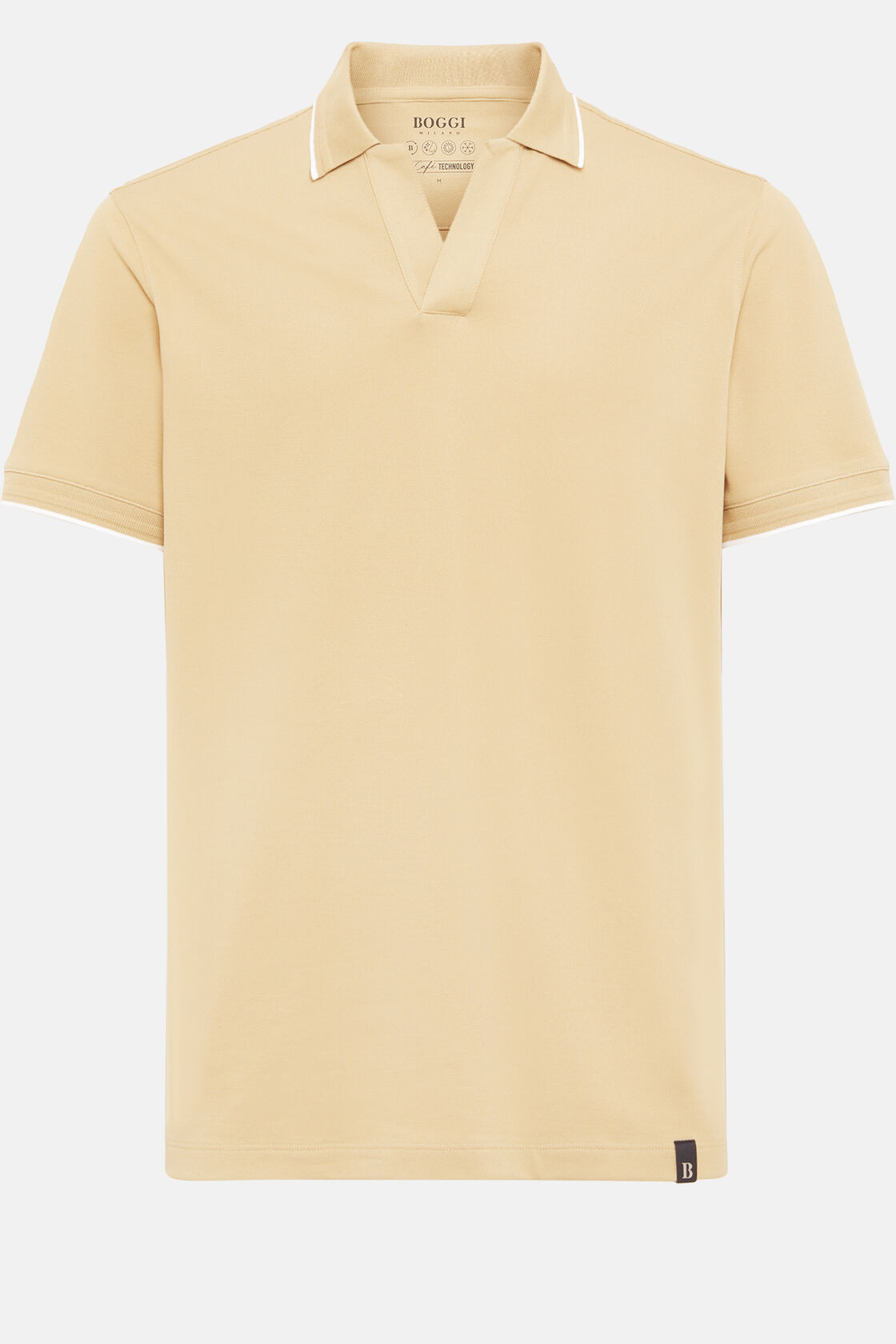Polo in sustainable performance pique, Beige, hi-res