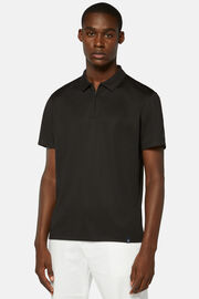 Polo Shirt in Sustainable High-Performance Fabric, Black, hi-res