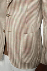 Σακάκι με μοτίβο πιε ντε πουλ, από ελαστικό λινό, σε γκρι ανοιχτό χρώμα, Taupe, hi-res