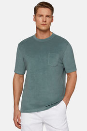 T-shirt van katoen/nylon, Green, hi-res