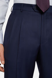 Navy Blue Herringbone Suit In Pure Wool, Navy blue, hi-res