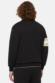 Sweatshirt com decote rente ao pescoço de mistura de algodão orgânico, Black, hi-res