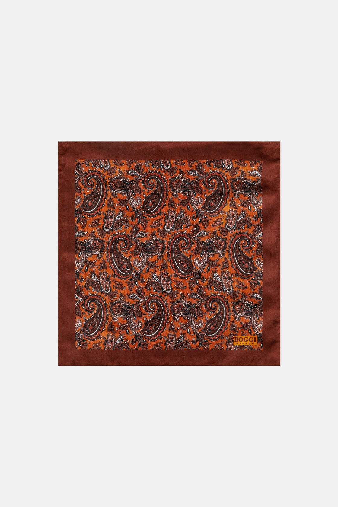 Silk Pocket Square with Paisley Motif, , hi-res
