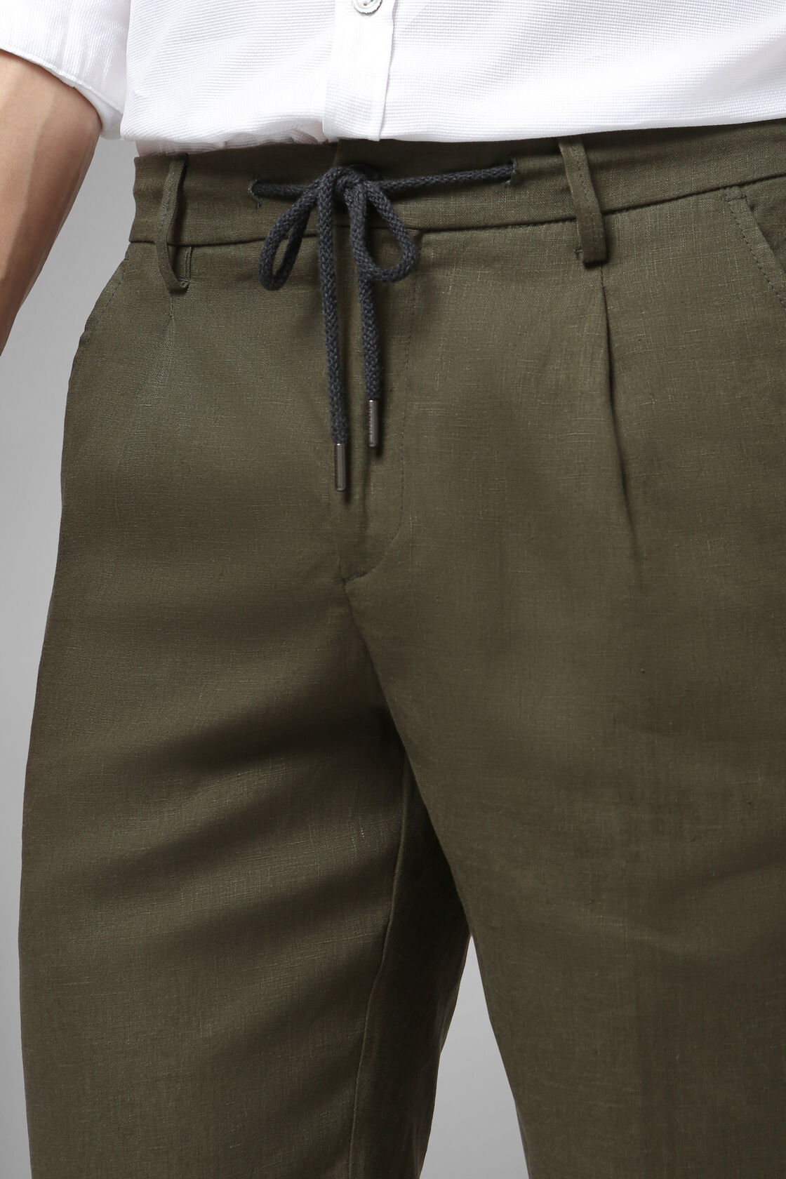 Plain Linen Bermuda Shorts With Drawcord, , hi-res