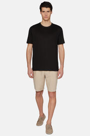 Κοντομάνικο μπλουζάκι από ελαστικό λινό ζέρσεϊ, Black, hi-res