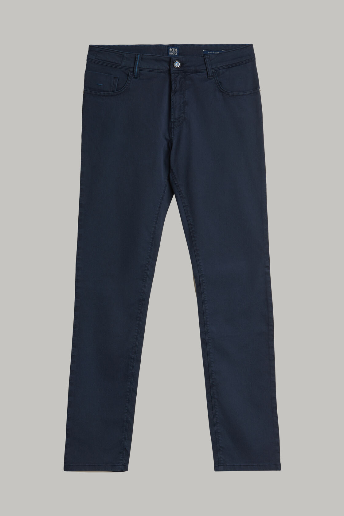 Beige jeans in stretch tencel cotton, Navy blue, hi-res