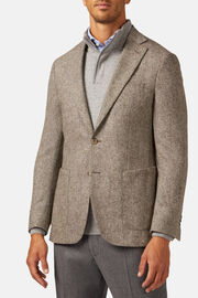 Beige Wool Micro Patterned Jacket, , hi-res