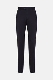 Trousers in Stretch Knitted Wool, Navy blue, hi-res