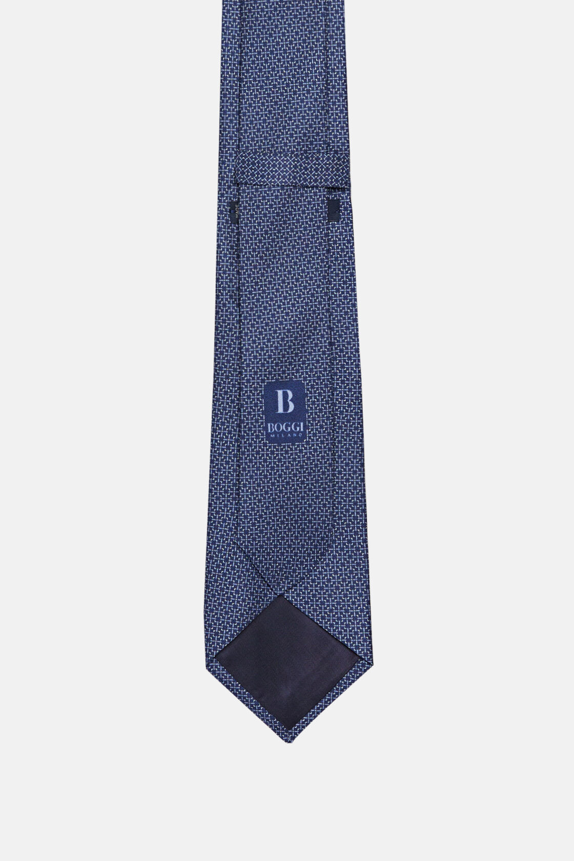 Zijden stropdas met micropatroon, Blue, hi-res