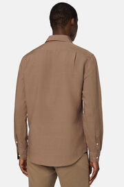 Bruin regular fit tencel linnen overhemd, Brown, hi-res