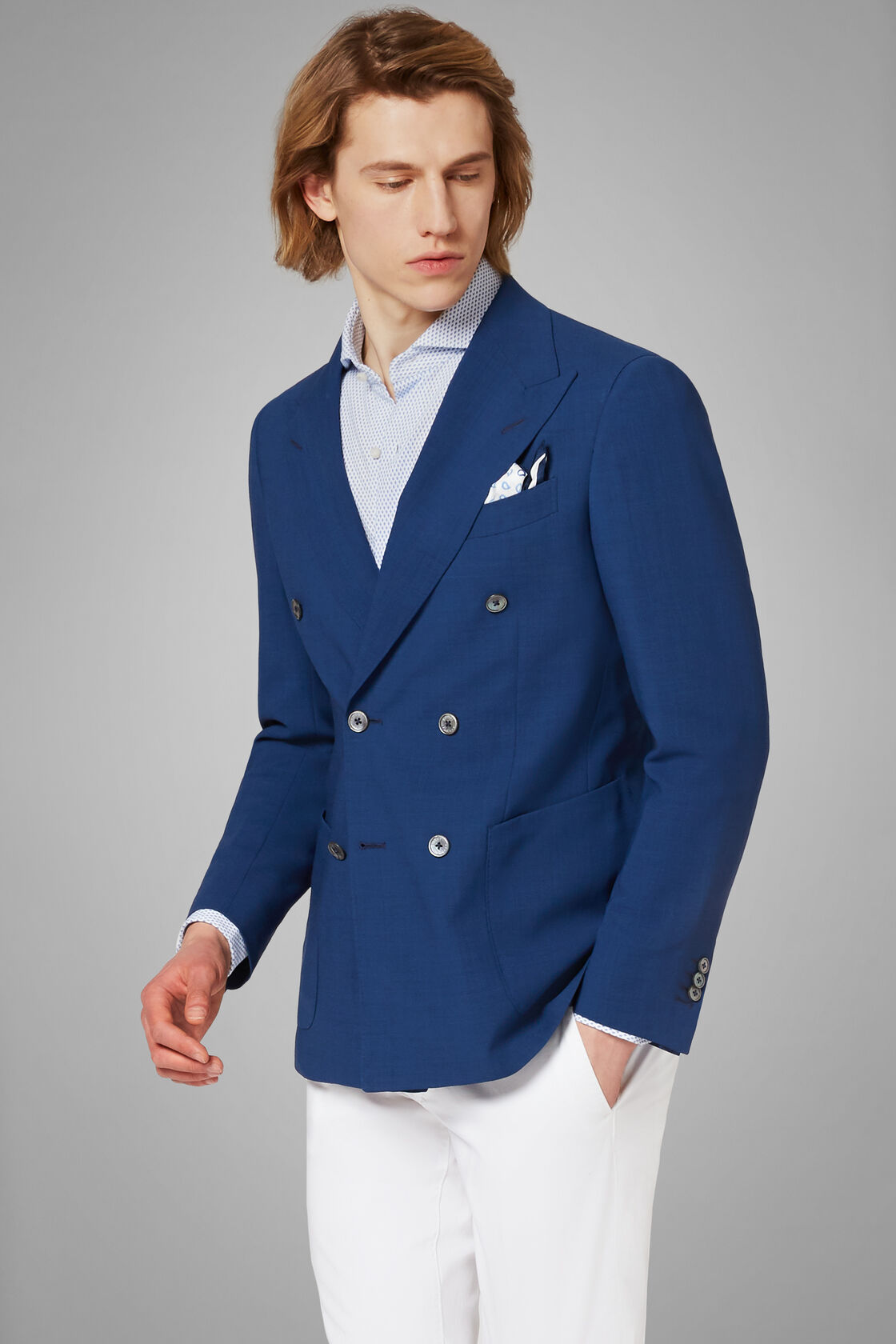 Royal Blue Wool Crepe Torino Blazer | Boggi