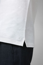 Terracotta Slub Cotton/Linen Piqué Polo Shirt, White, hi-res