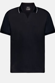 Polo in sustainable performance pique, Navy blue, hi-res