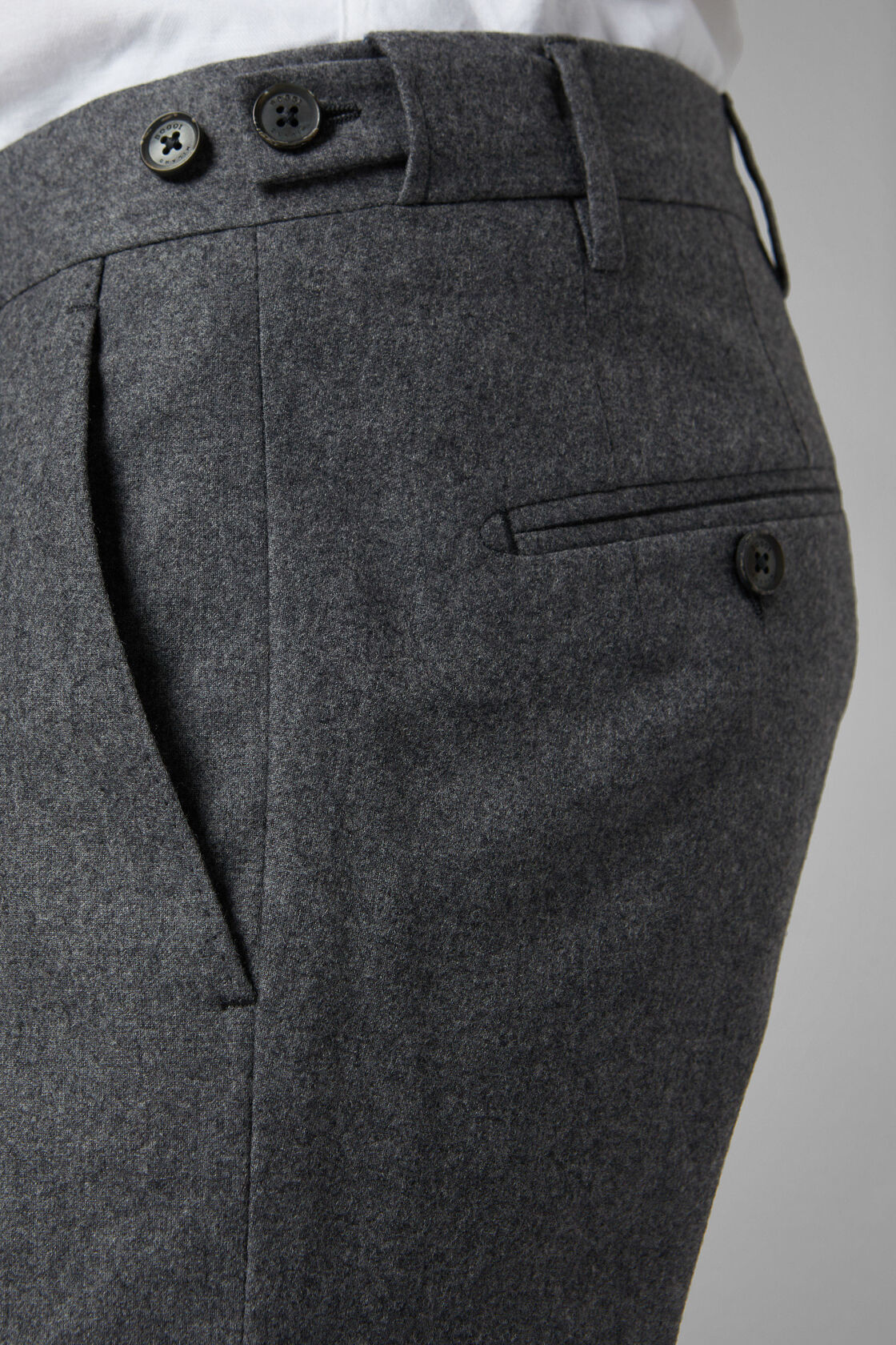 Men's Slim Fit Stretch Wool Flannel Trousers | Boggi Milano