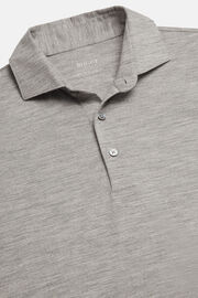 Regular Fit Merino Jersey Long-Sleeved Polo Shirt, Light grey, hi-res