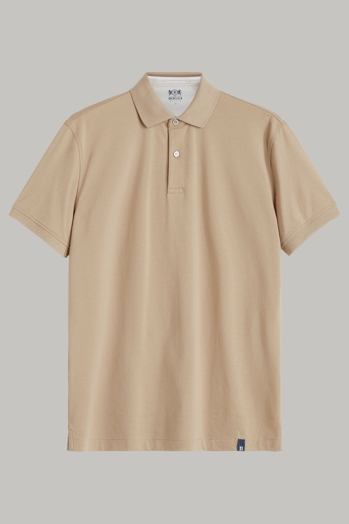Regular fit cotton pique polo shirt, Beige, hi-res