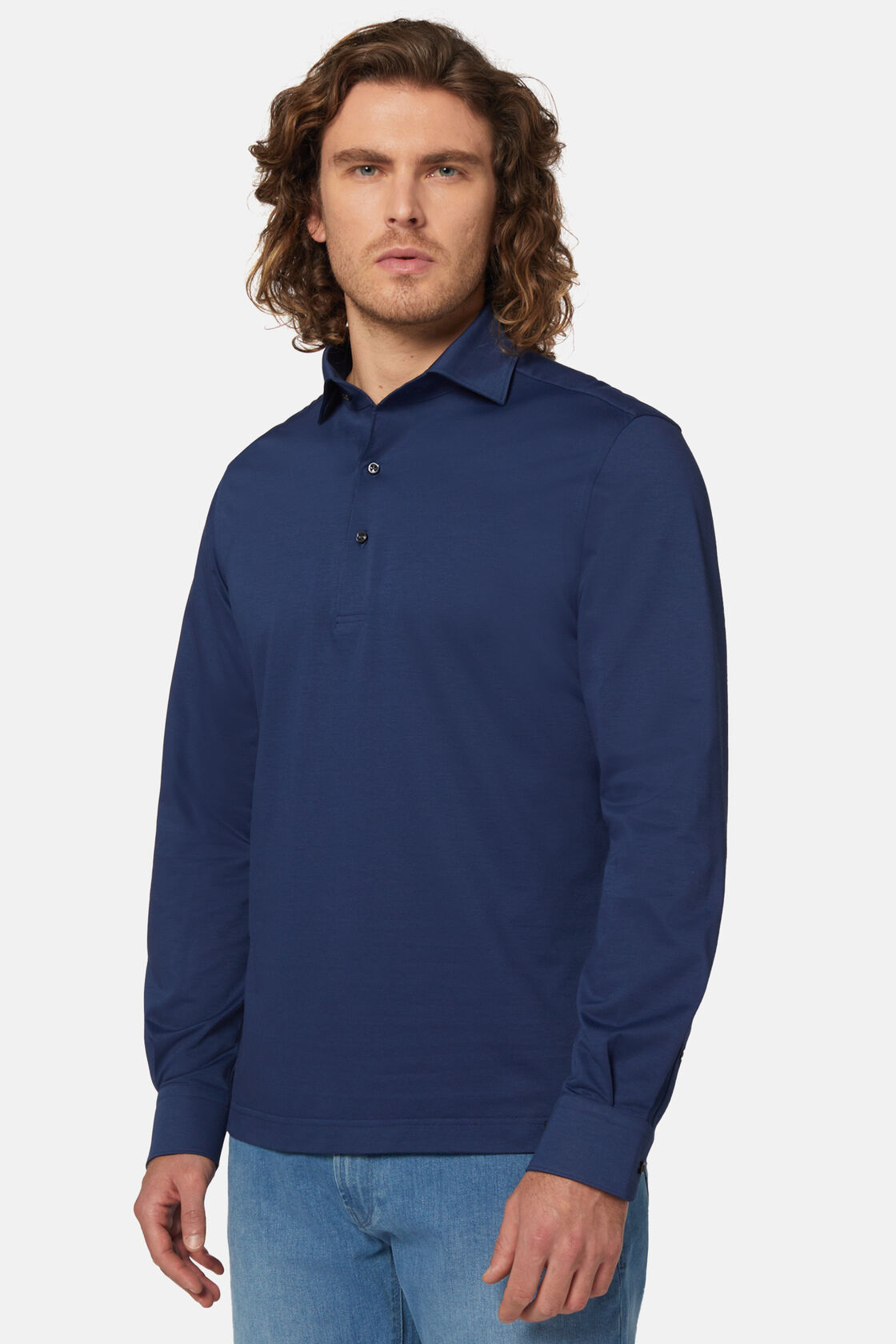 Polo In Jersey Giapponese, Navy, hi-res