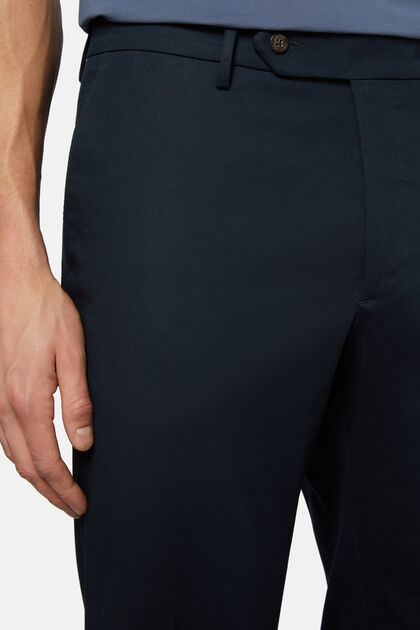 Pantaloni In Cotone Elasticizzato, Navy, hi-res