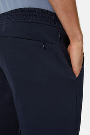 Παντελόνι από ελαφρύ ύφασμα σκούμπα, Navy blue, hi-res