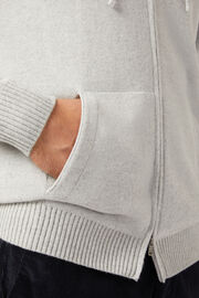 Grey Cashmere Blend Full Zip Hooded Jumper, Light grey, hi-res