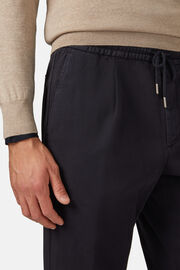 Pantalon En Coton Tencel Extensible, bleu marine, hi-res
