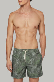Blue Camouflage Print Swimming Trunks, Green, hi-res