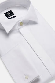 Camicia in raso di cotone slim fit, Bianco, hi-res