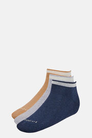 Cotton Blend Trainer Socks, Grey - Beige, hi-res