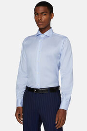 Γαλάζιο πουκάμισο κανονικής εφαρμογής και πλέξης twill από στριφτό βαμβάκι, Light Blue, hi-res