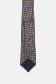 Jedwabny krawat z geometrycznym wzorem, Brown, hi-res