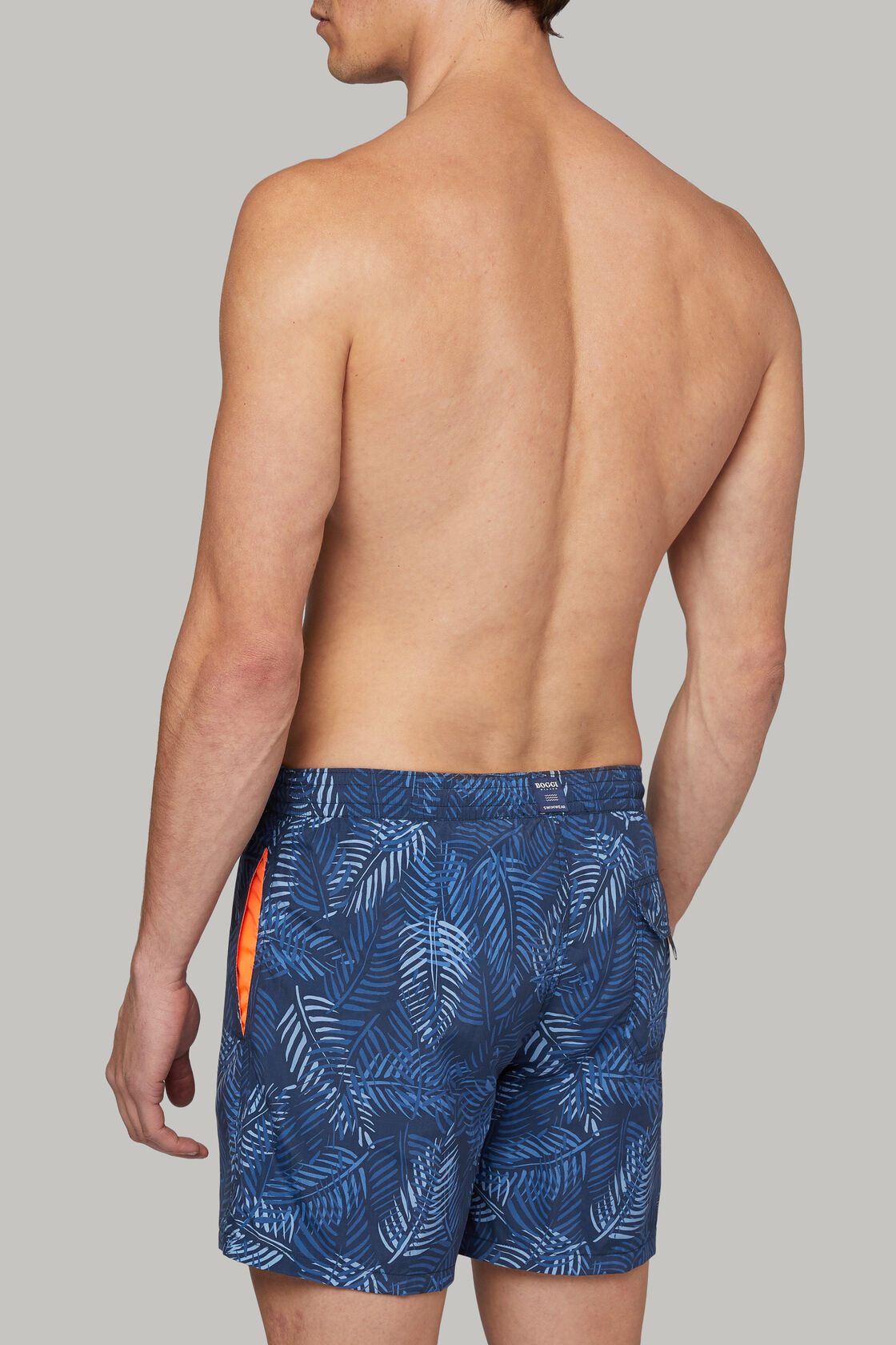 Blue Camouflage Print Swimming Trunks, , hi-res