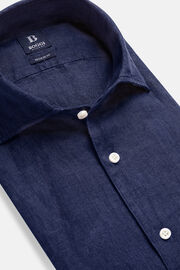 Camisa de linho ajuste regular azul marinho, Navy blue, hi-res