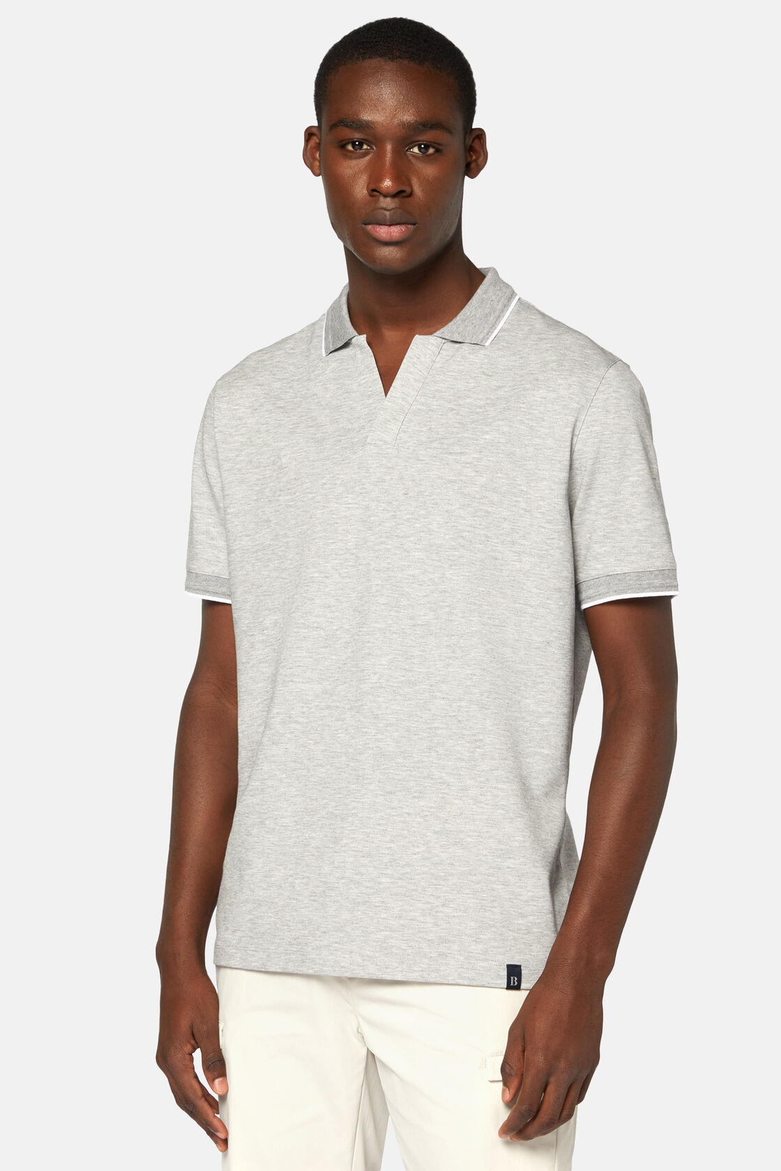 Polo in sustainable performance pique, Grey, hi-res