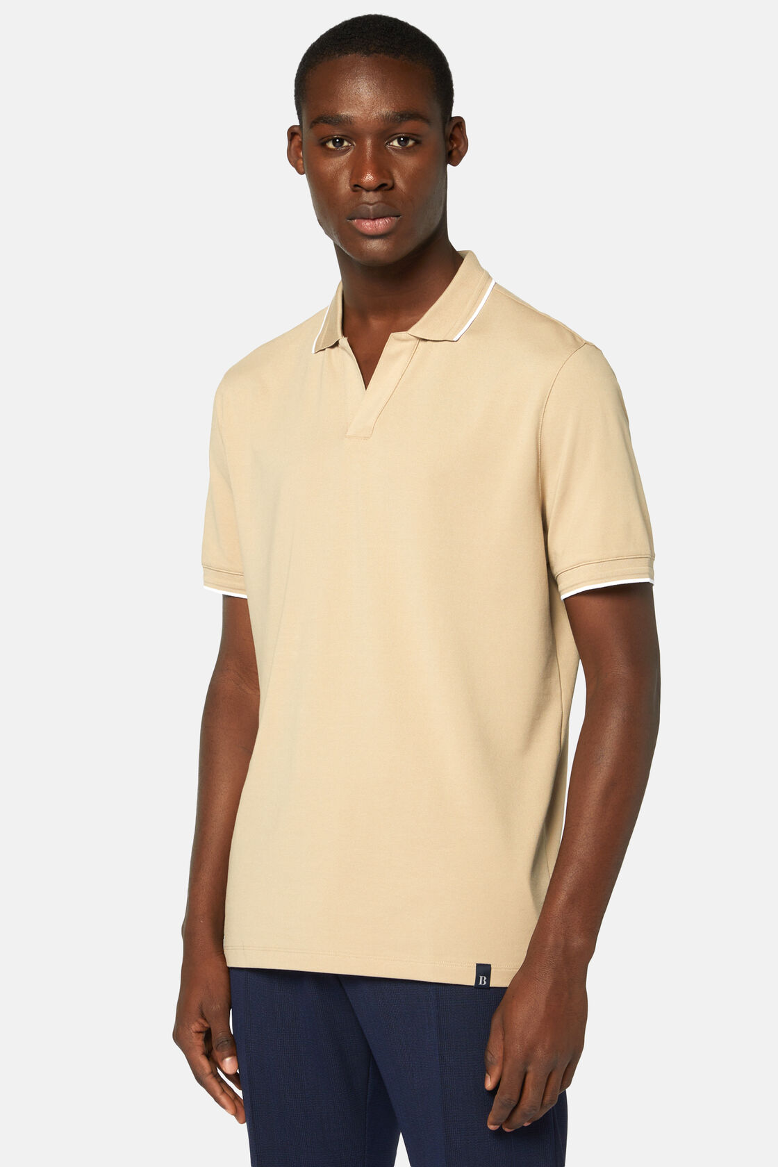 Polo in sustainable performance pique, Beige, hi-res