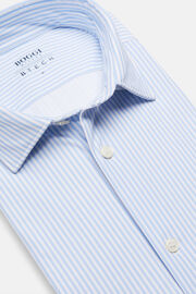 Γαλάζιο μπλουζάκι στενής γραμμής από ελαστικό νάιλον, Light Blue, hi-res