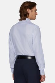 Hemd Mit Azurblauen Streifen Aus Dobby-Baumwole Slim Fit, Hellblau, hi-res
