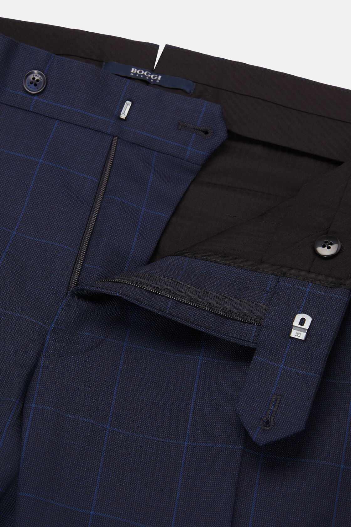 Blue Wool Check Suit, Blue, hi-res