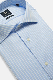 Regular Fit Sky Blue Striped Cotton Twill Shirt, Light Blue, hi-res