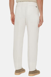 Pantaloni In Cotone Lino, Bianco, hi-res