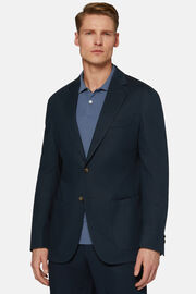 Blue Diagonal Jacket In Stretch Cotton, Blue, hi-res
