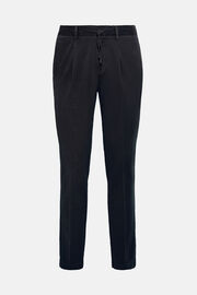 Stretch Cotton Trousers with Front Pleats, , hi-res