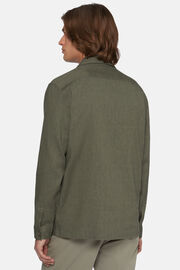 Cotton and Linen Link Shirt Jacket, Military Green, hi-res