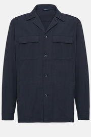 Πανωφόρι σε στυλ πουκάμισου από βαμβάκι και lyocell, Navy blue, hi-res
