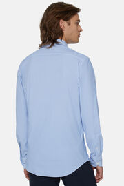Camicia Azzurra In Nylon Elasticizzato Slim Fit, Azzurro, hi-res