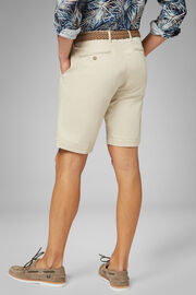 Plain Cotton & Tencel Pleated Bermuda Shorts, Kaki, hi-res