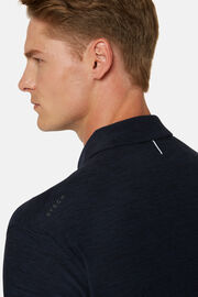 Regular Fit Long-Sleeved Technical Fabric Polo Shirt, Navy blue, hi-res