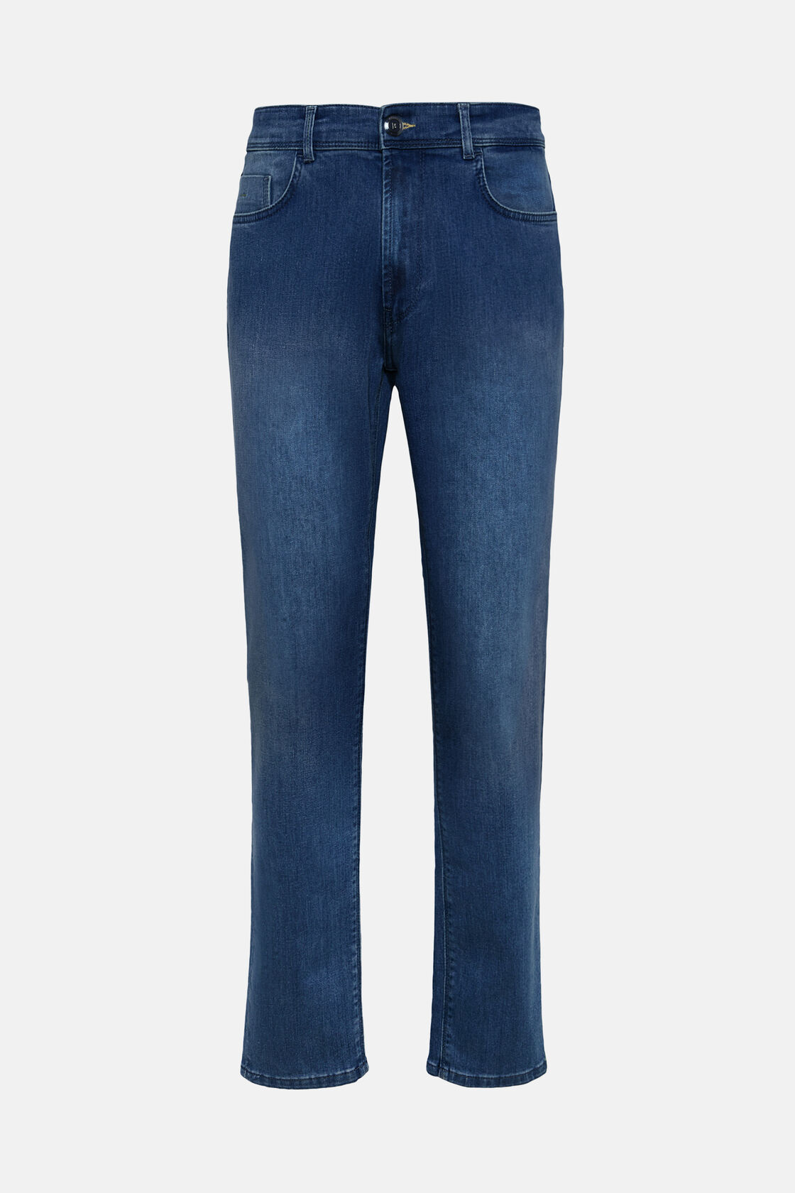 Mittelblaue Jeans Aus Elastischem Denim, Indigo, hi-res